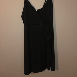Deep v neck, front tie black dress